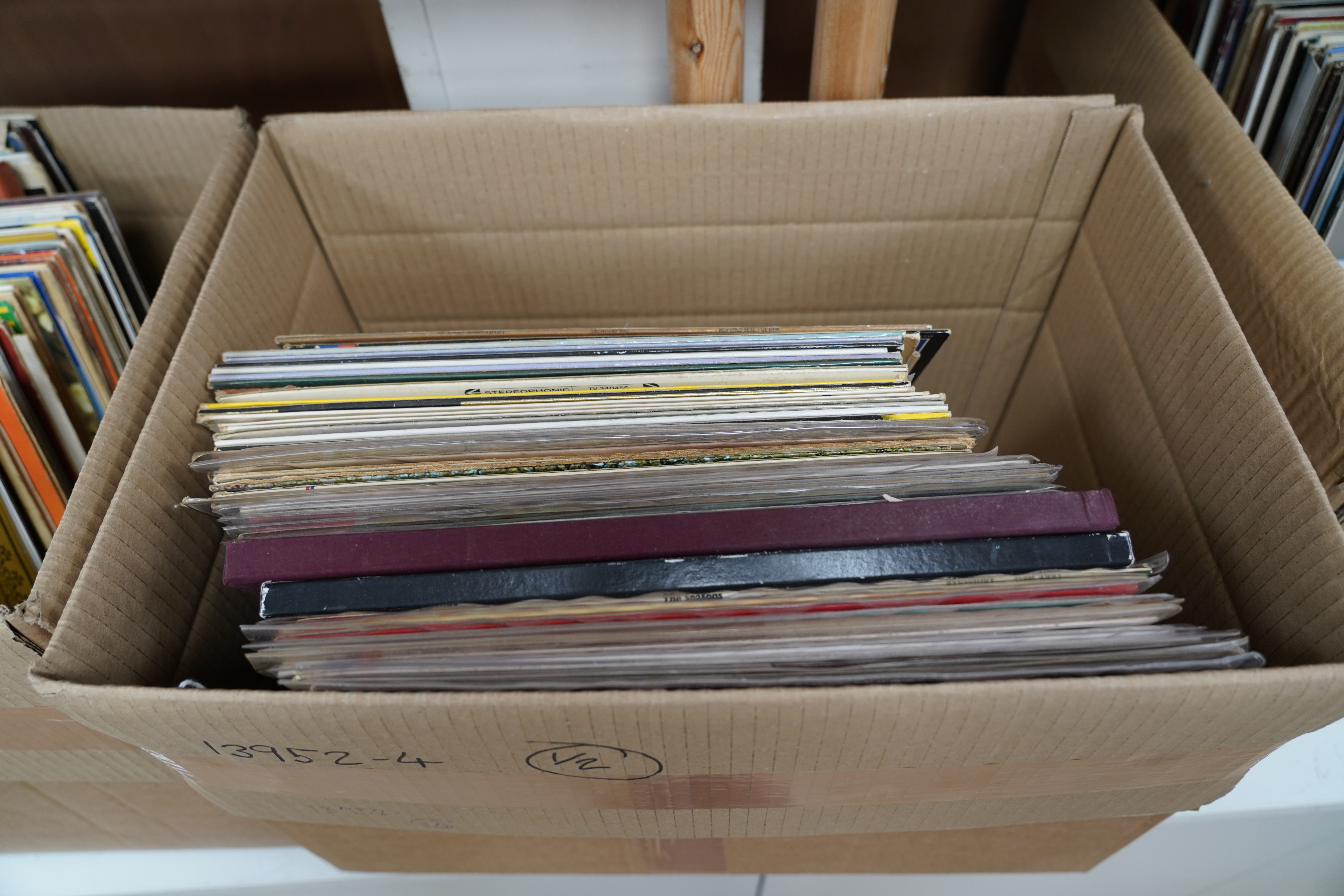 Approximately eighty LP record albums, mainly classical music, labels include; Argo, Decca, EMI, PYE, HMV, RCA, etc. composers include; Mozart, Vaughan Williams, Bach, Rachmaninov, Elgar, Copeland, Dvorak, Malcolm Arnold
